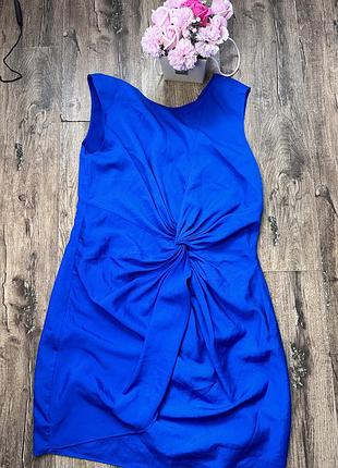 Платье синяя нарядная сзади замок