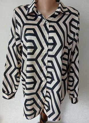 Блуза, рубашка женская, атлас, размер xl-xxl.