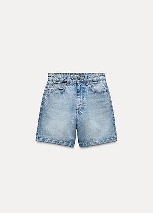 Джинсовые шорты zara с высокой посадкой джинсові шорти мом zara з високою посадкою