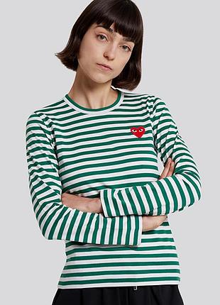 Женская футболка лонгслив play comme des garcons l/s green striped cotton t-shirt