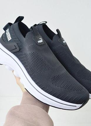 Puma мокасины тапки кроссовки мужские пума весенние летние пума серые текстильные легкие