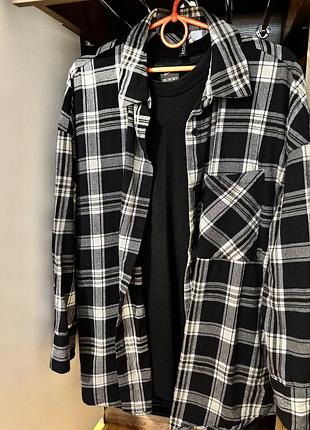 Сорочка у клітинку чорно-біла lift h&m