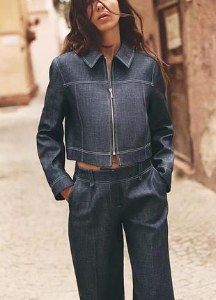 Джинсова куртка вкорочена жіноча zara new