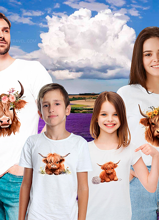 Футболки фемили лук family look для всей семьи с принтом «бизоны»