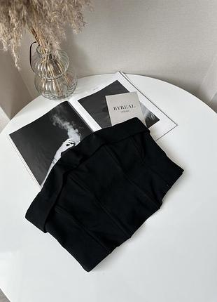 Чорний корсетний топ бандо pull bear