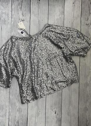Блузка, футболка нарядная женская пайетка серебро gap s/m (36/38)