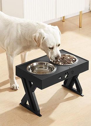 Сталеві миски на регульованій підставці для собак els pet 1.3л