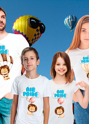 Футболки фемили лук family look для всей семьи с принтом «air pride»