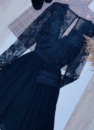 Нова чорна мереживна сукня h&m xs a плаття вечірнє сукня кльош
