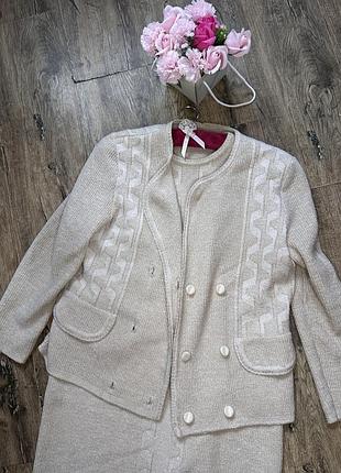 Платье комплект пиджака и платье классика беж