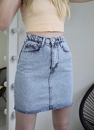Джинсова спідниця блакитна варка міні2 фото