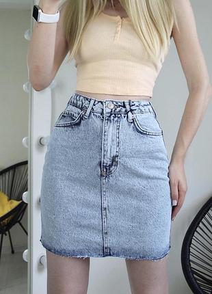 Джинсова спідниця блакитна варка міні