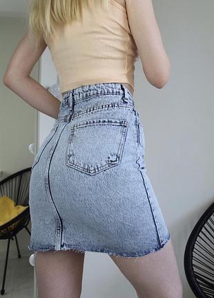 Джинсова спідниця блакитна варка міні4 фото