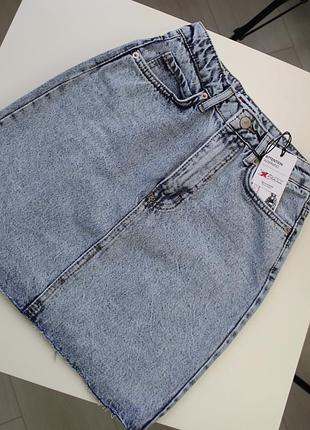 Джинсова спідниця блакитна варка міні6 фото
