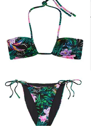 Victorias secret раздельный купальник mix match side-tie cheeky bikini bottom tropick
