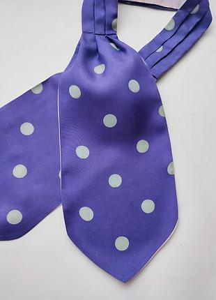 Шелковый галстук аскот пластрон в горошек швейцария