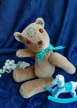 Медведь мишка ручная работа игрушка винтаж плюшевый с вышивкой эксклюзивный интерьерный