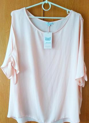 Летняя шифоновая блуза батал, свободного прямого кроя,р.54/56.