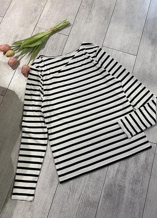 Білий лонгслів у смужку matalan асиметрична горловина розмір л хл можна м
