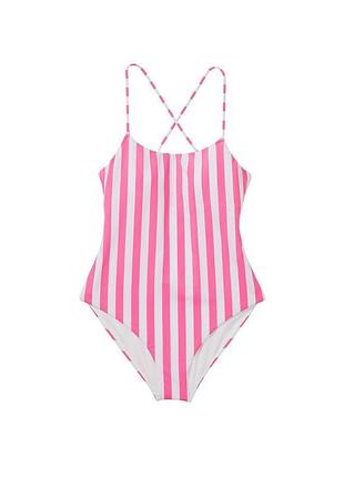 Victorias secret цельный купальник монокини scoop one piece swimsuit pink stripe