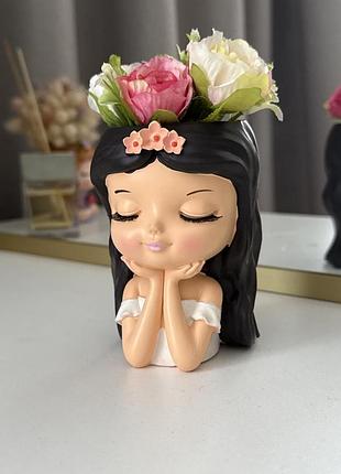 Ваза для квіточок дівчинка вазон декоративне кашпо з квітами