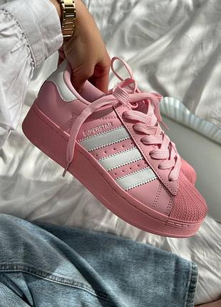 Adidas superstar platform pink white