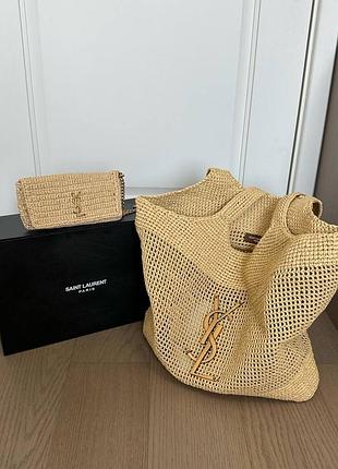 Сумка літня шопер в стилі ysl saint laurent сумочка  брендова жіноча пляжна летняя солом‘яна