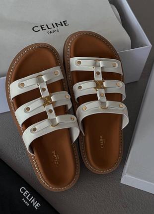 Жіночі шльопанці в стилі celine tippi leather slide sandals white