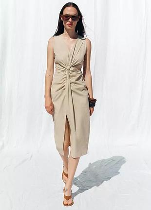Сукня жіноча бежева з вузлом zara new