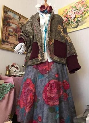 Юбка из валенок шерсти с шелком, удобная роспись.