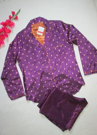 Бесподобная брендовая атласная пижама домашний костюм в цветочный принт c&a