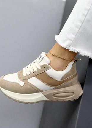 Класні натуральні кросівки, чорні, беж 🍒 24525