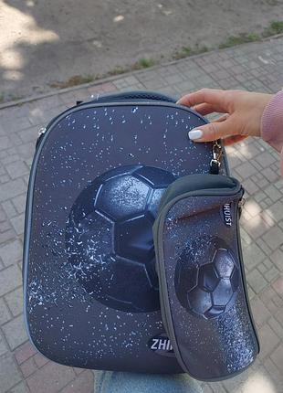 Рюкзак школьный для мальчика серый портфель ранец с мячом