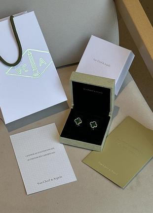 Сережки van cleef &amp; arpels earrings vintage green malachite k18 yellow gold