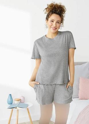 Пижама в рубчик комплект футболка и шорты esmara для женщин 2xl 52/54 серый