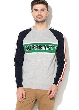 Шикарний бавовняний светр строго кольору superdry track premium wear made in turkey