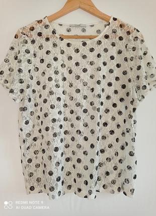 Мереживна блузка в горошок