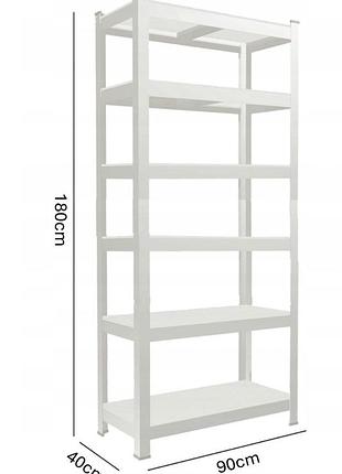 Стелаж металевий 180x90x40 6 полиць, навантаження 175кг - на полицю (сірий)