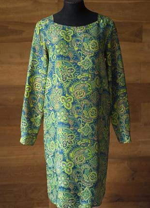 Зелена шовкова сукня з етнічним принтом міді жіноча by malene birger, розмір s