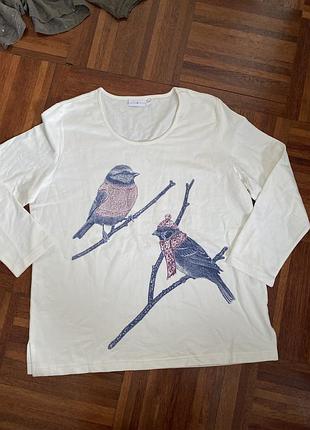 Великий розмір оверсайз новий білий теплий бавовняний світшот реглан laura kent 46 52-56 німеччина 🇩🇪