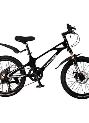 Дитячий велосипед hammer m-1 20 дюймів. колір: чорний сірий хакі