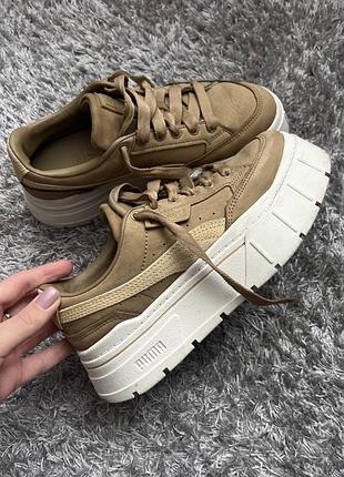 Кеди на високій підошві жіночі puma коричневі, 36 розмір, 22,5 см