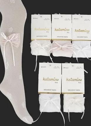 Ошатні капронові колготи з бантиками для дівчинки