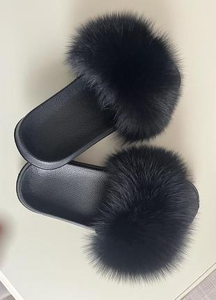 Літні тапочки , шльопанці з хутра , шльопанці на плоскій підошві, вуличні/домашні, 39 розмір.