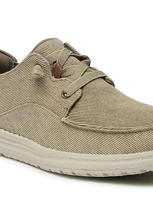 Чоловічі оригінальні літні макасини скечерс (skechers melson volgo) тряпчані, без шнурка