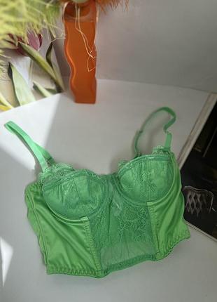 Женский зелёный кружевной корсет, топ primark 💚