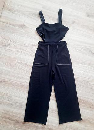 Комбінезон стильний трикотажний жіночий бренду bershka розмір 34/xs/42, 36/s/44, eur xs, бавовна еластан трикотаж