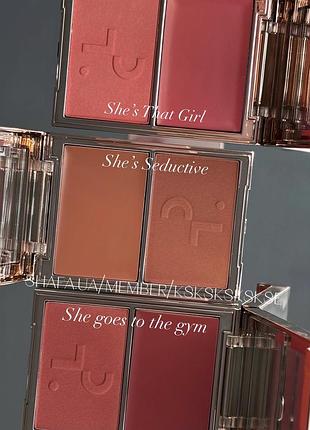 Румяна patrick ta double-take creme powder blush duo she’s that girl, she’s seductive