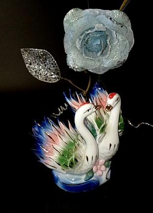 Статуетка пара лебедів фаянсова птахи порцелянові+подарунок