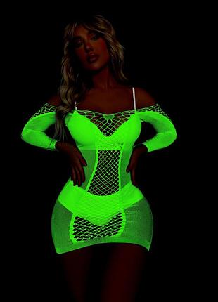 Неонове плаття бодистокінг, світна сукня сітка, сексуальна мініплаття (m220g)